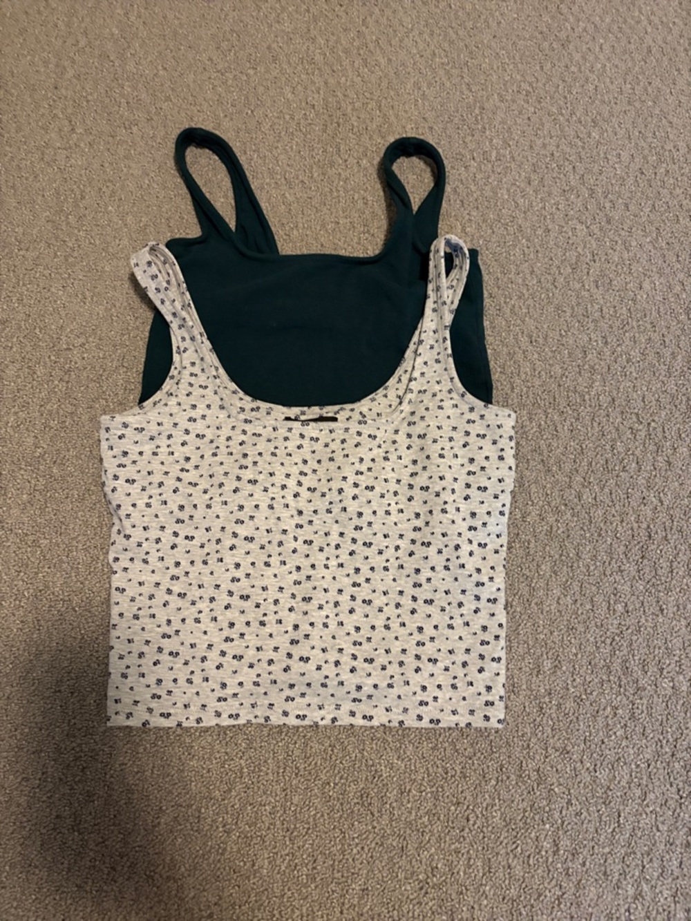 Women's Printed Tank Top  and Green - Grey with Black Floral